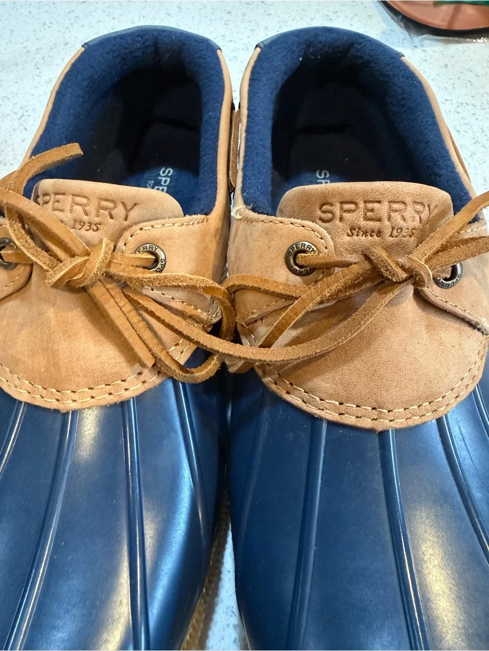 Sperry Navy and Brown Lace-Up Duck Shoes